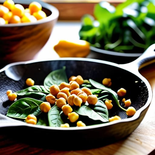 The One-Pan Chickpea Scramble with spinach.