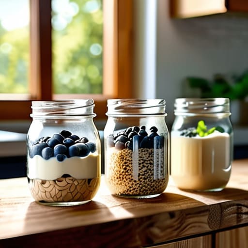 The Overnight Oats Assembly Line jars.