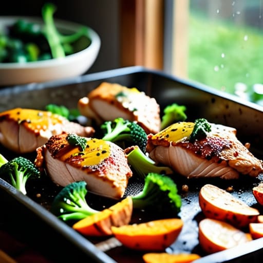 Chicken and vegetables using The Sheet Pan Strategy.