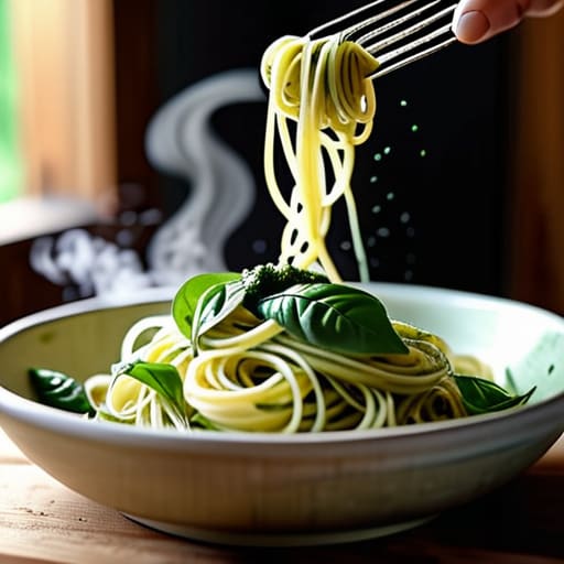 Quick Pesto Pasta with a Shortcut.