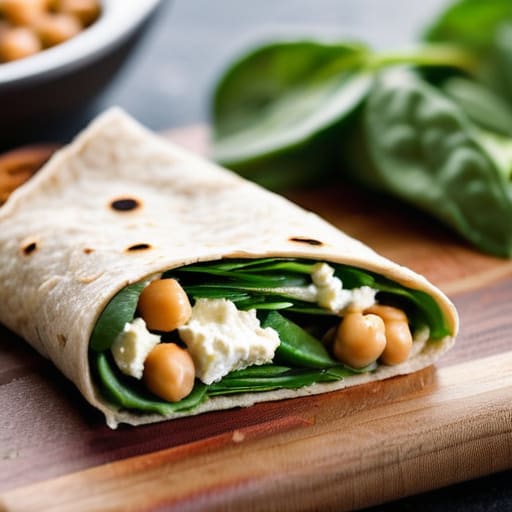 The Five-Minute Mediterranean Wrap with hummus.