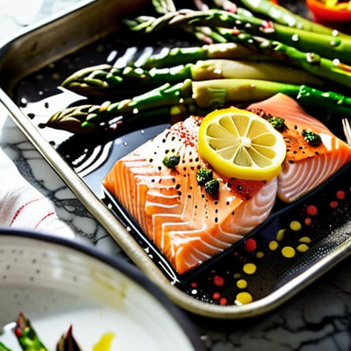 Cooking salmon with The Sheet Pan Strategy.