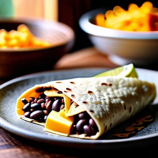 Black Bean and Lime Quesadillas on tortilla.