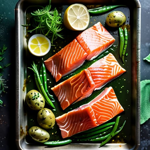Pesto Salmon and Green Beans with potatoes.