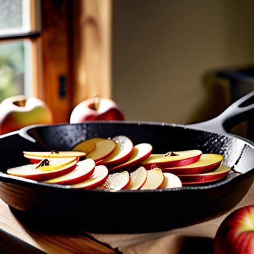 Sautéed Warm Cinnamon Apples in a pan.